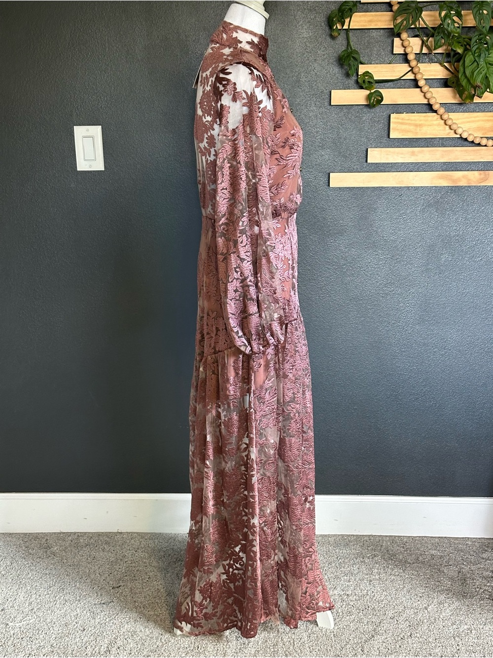 JOYFOLIE Bellana Dress in Rosette | Romantic Embroidered Mesh Maxi Dress | NWT - Picture 6 of 16